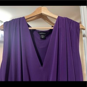 V neck sleeve purple dress